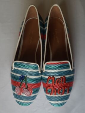kate spade Striped 'Mon Chéri' Embroidered Loafers - Blue/Red/White